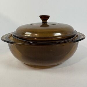 Vintage Pyrex Amber Casserole Dish Set with Lid‎ - Oven Microwave Safe